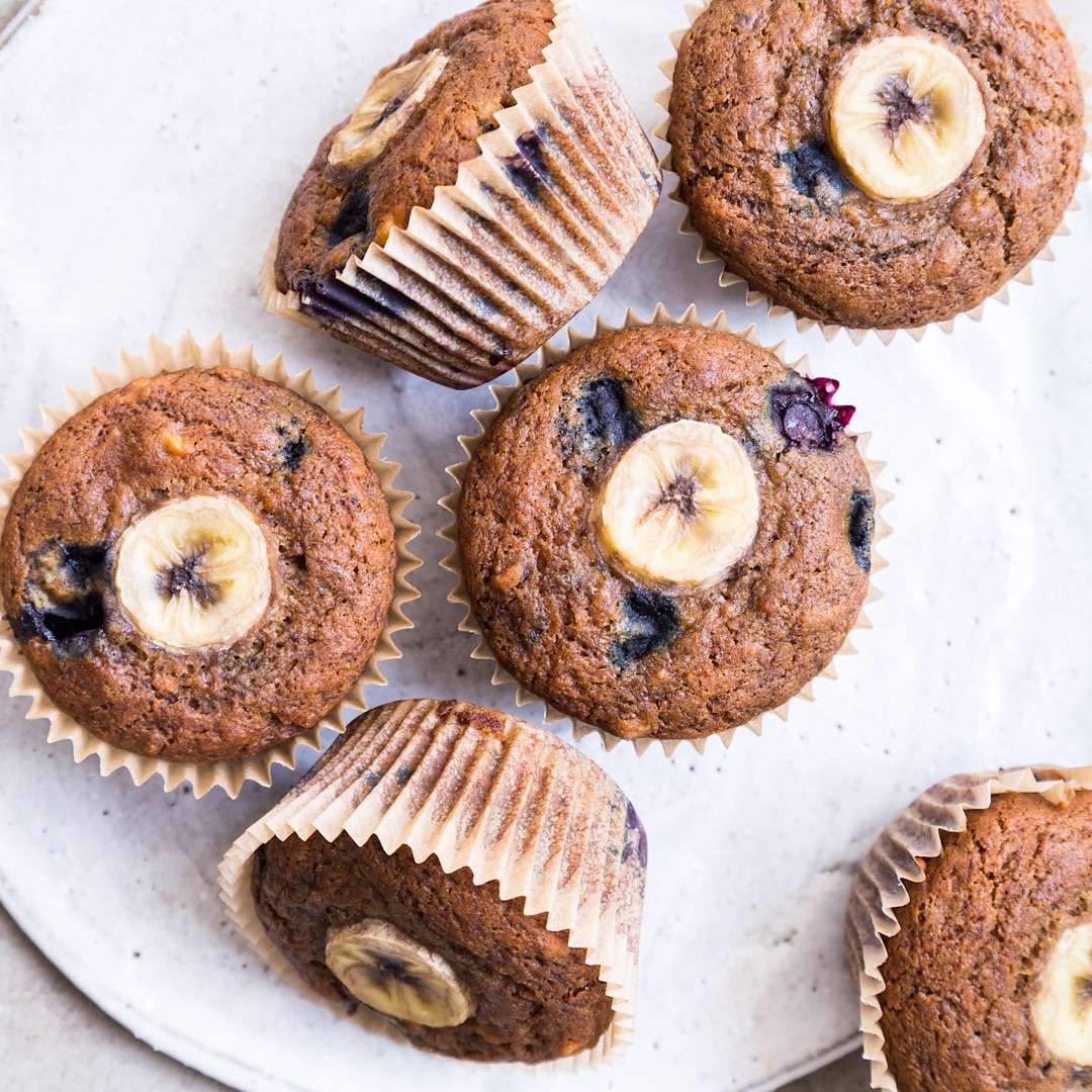 Bananen-Blaubeer-Frühstücksmuffins