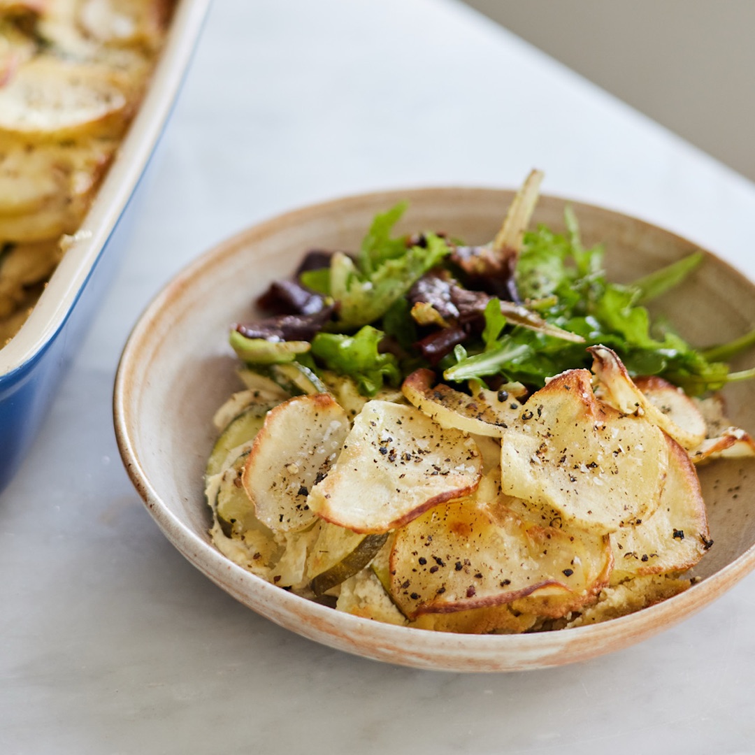 Zucchini und Kartoffelgratin